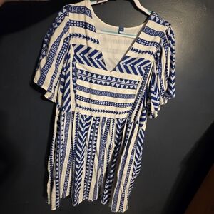 Old Navy Blue and White Geometric Knee Length Dress